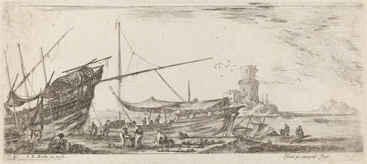 Harbor View by Stefano Della Bella (Italian, 1610 - 1664), 16X12"(A3)Poster Print