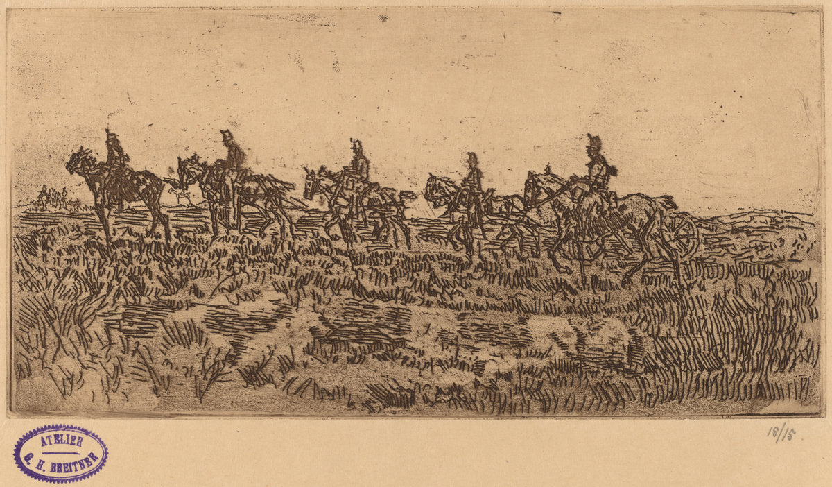 Hussars Riding Single File by George Hendrik Breitner (Dutch, 1857 - 1923), 16X12"(A3)Poster Print