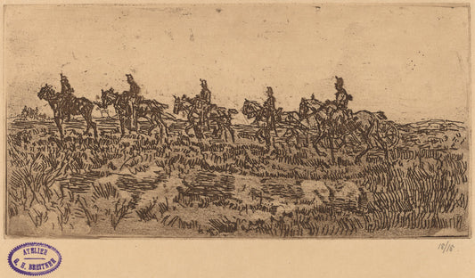 Hussars Riding Single File by George Hendrik Breitner (Dutch, 1857 - 1923), 16X12"(A3)Poster Print