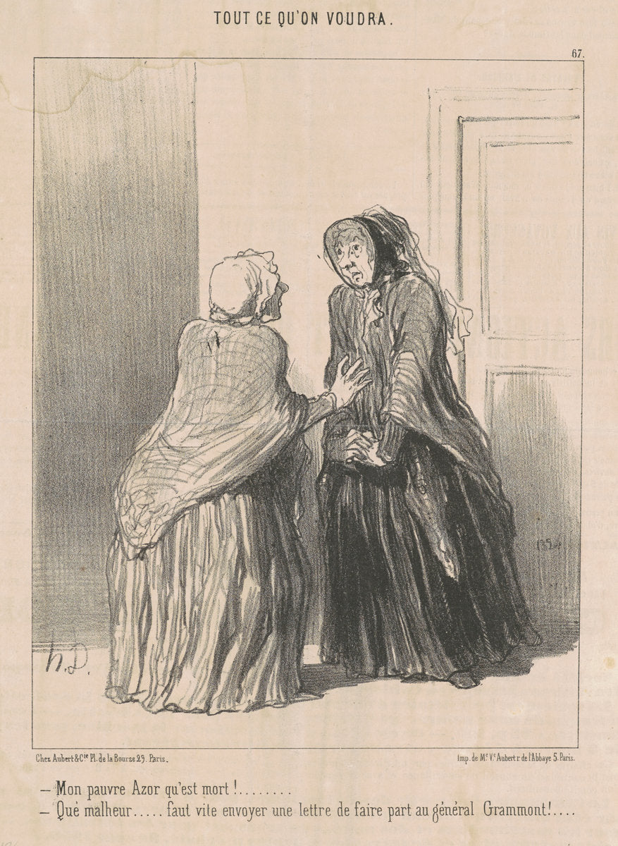 Mon pauvre azor qu'est mort! ... by Honoré Daumier (French, 1808 - 1879), 16X12"(A3)Poster Print
