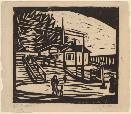 Shed on the Bank of the Elbe by Ernst Ludwig Kirchner (German, 1880 - 1938), 16X12"(A3)Poster Print