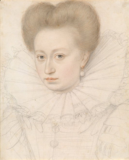 Portrait of a Noblewoman (Madame de Pellegars?) by François Quesnel (French, 1543 - 1619), 16X12"(A3)Poster Print