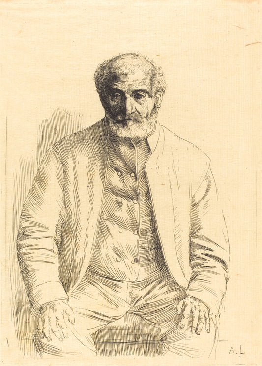 Old man seated (Vieillard assis) by Alphonse Legros (French, 1837 - 1911), 16X12"(A3)Poster Print