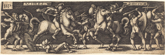 Achilles and Hector by Sebald Beham (German, 1500 - 1550), 16X12"(A3)Poster Print