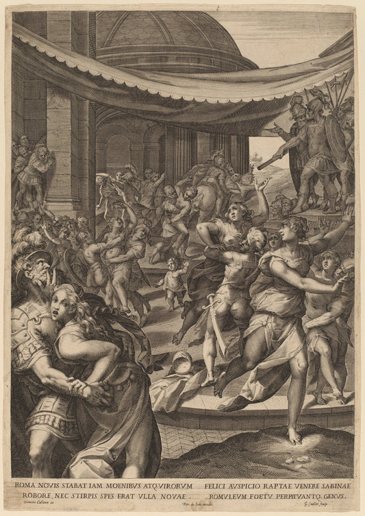 The Rape of the Sabines by Aegidius Sadeler II after Denys Calvaert (Flemish, c. 1570 - 1629), 16X12"(A3)Poster Print
