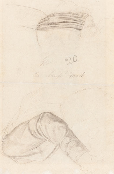 Two Drapery Studies [verso] by Ford Madox Brown (British, 1821 - 1893), 16X12"(A3)Poster Print