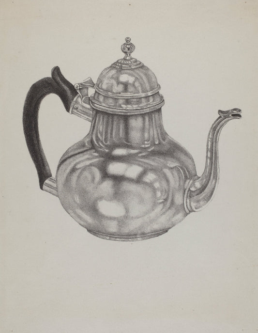 1935/1942 by American 20th Century (Silver Teapot), 16X12"(A3)Poster Print