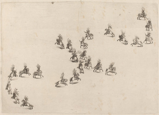 Twenty-Four Cavaliers in Double S Formation by Stefano Della Bella (Italian, 1610 - 1664), 16X12"(A3)Poster Print