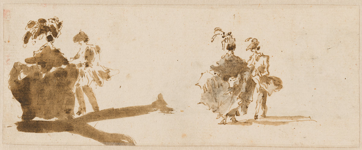 Two Elegant Couples [verso] by Francesco Guardi (Venetian, 1712 - 1793), 16X12"(A3)Poster Print