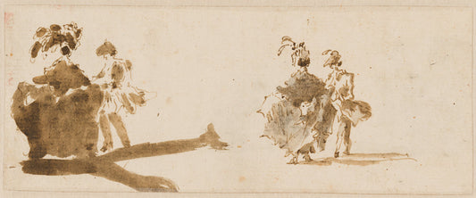 Two Elegant Couples [verso] by Francesco Guardi (Venetian, 1712 - 1793), 16X12"(A3)Poster Print