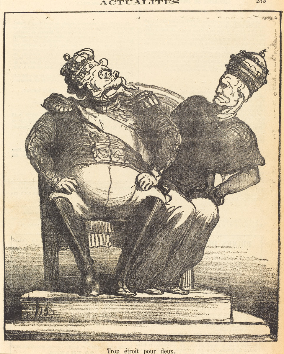 Trop étroit pour deux by Honoré Daumier (French, 1808 - 1879), 16X12"(A3)Poster Print