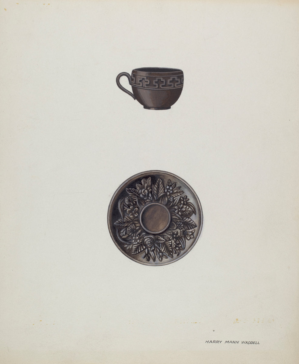 Small Cup and Saucer by Harry Mann Waddell (American, active c. 1935), 16X12"(A3)Poster Print