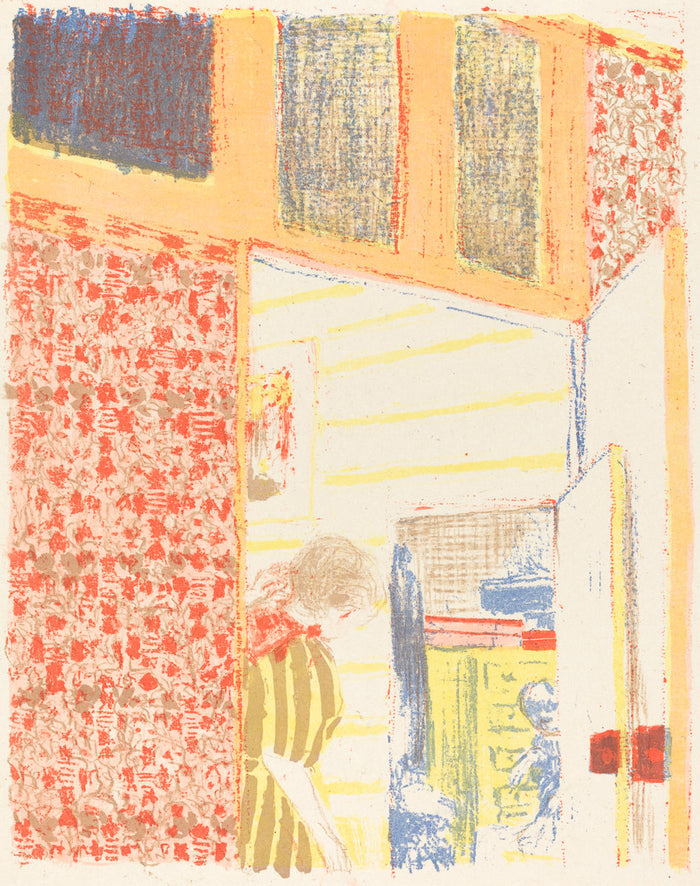 Interior with Pink Wallpaper II (Interieur aux tentures roses II) by Edouard Vuillard (French, 1867 - 1939), 16X12