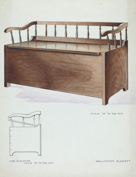 Bishop Hill: Settee and Chest by Wellington Blewett (American, active c. 1935), 16X12"(A3)Poster Print