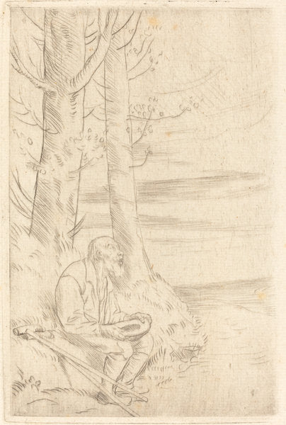 Blind Beggar (Le mendiant aveugle) by Alphonse Legros (French, 1837 - 1911), 16X12"(A3)Poster Print