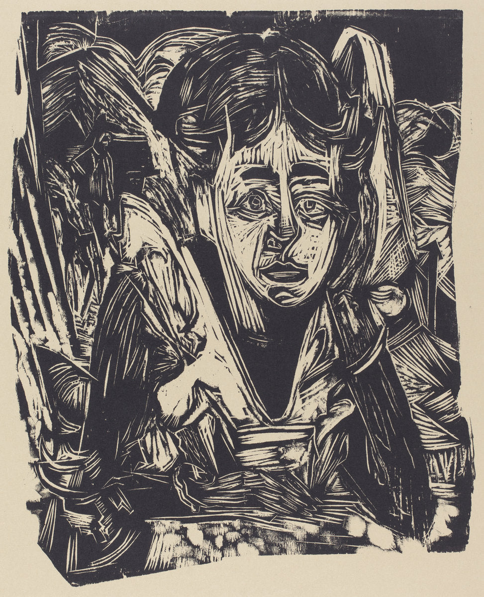 Girl Dreaming by Ernst Ludwig Kirchner (German, 1880 - 1938), 16X12"(A3)Poster Print