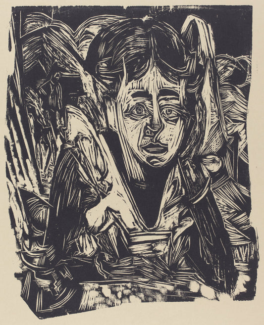 Girl Dreaming by Ernst Ludwig Kirchner (German, 1880 - 1938), 16X12"(A3)Poster Print