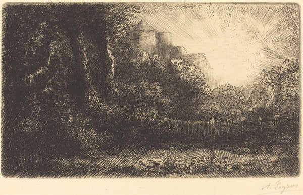 View of a Chateau (Chateau de Poillet) by Alphonse Legros (French, 1837 - 1911), 16X12"(A3)Poster Print
