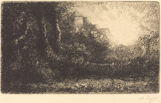 View of a Chateau (Chateau de Poillet) by Alphonse Legros (French, 1837 - 1911), 16X12"(A3)Poster Print