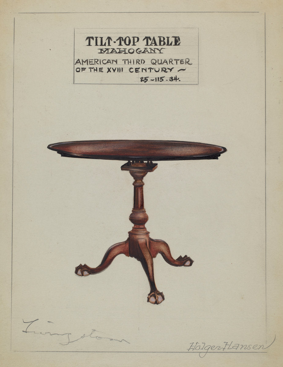 Tilt-top Table by Holger Hansen and Rolland Livingstone (American, active c. 1935), 16X12"(A3)Poster Print