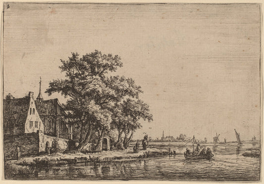 Churchyard at the Waterside by Anthonie Waterloo (Dutch, 1609/1610 - 1690), 16X12"(A3)Poster Print