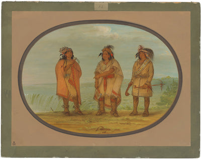 Seneca Chief, Red Jacket, with Two Warriors by George Catlin (American, 1796 - 1872), 16X12"(A3)Poster Print