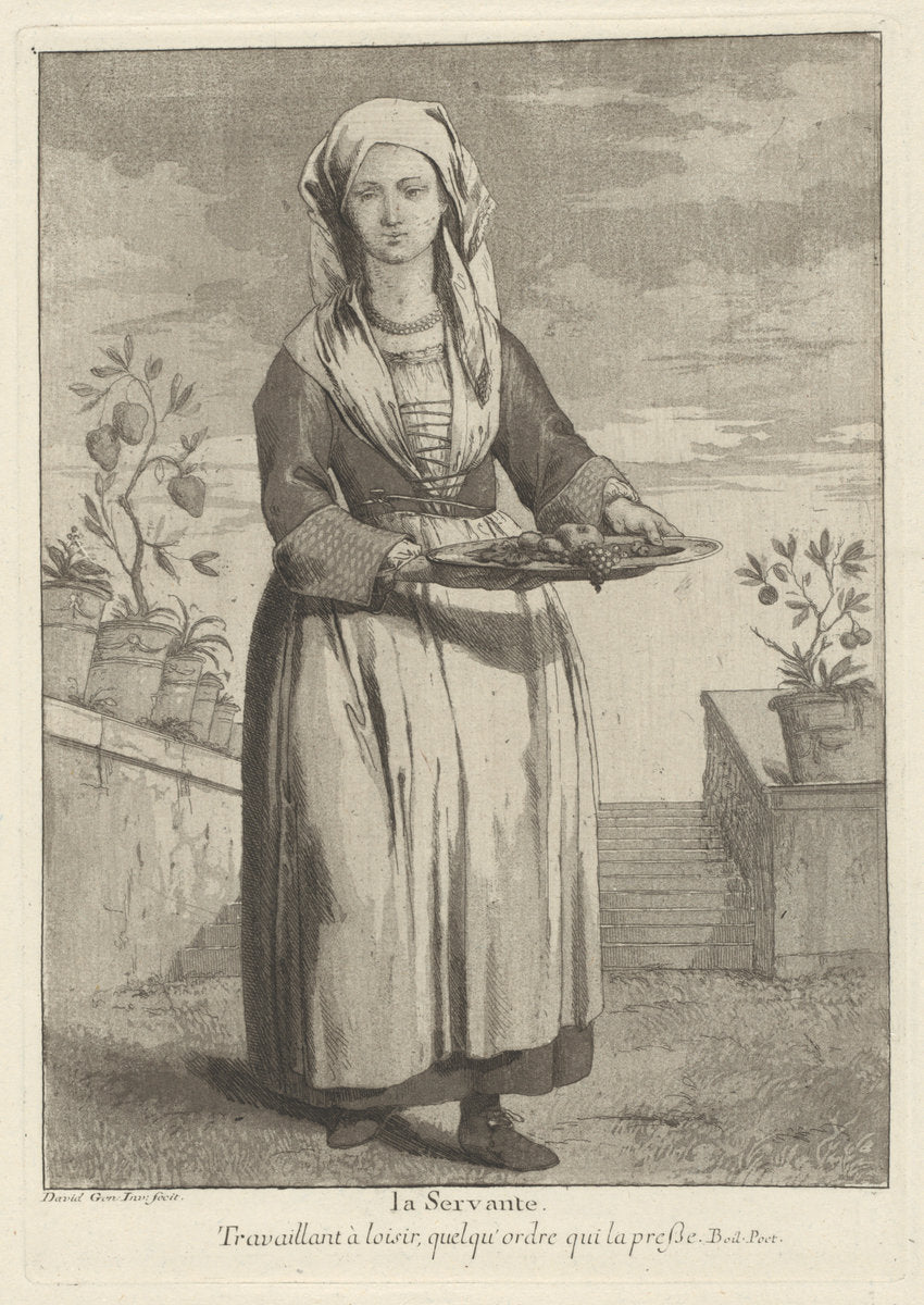 La Servante (The Servant) by Giovanni David (Italian, 1743 - 1790), 16X12"(A3)Poster Print