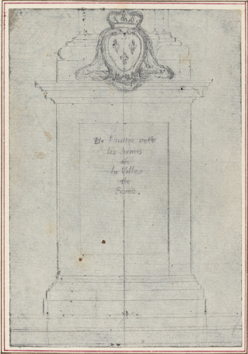 A Plinth Surmounted by the Arms of the King of France by Hubert François Gravelot (French, 1699 - 1773), 16X12"(A3)Poster Print