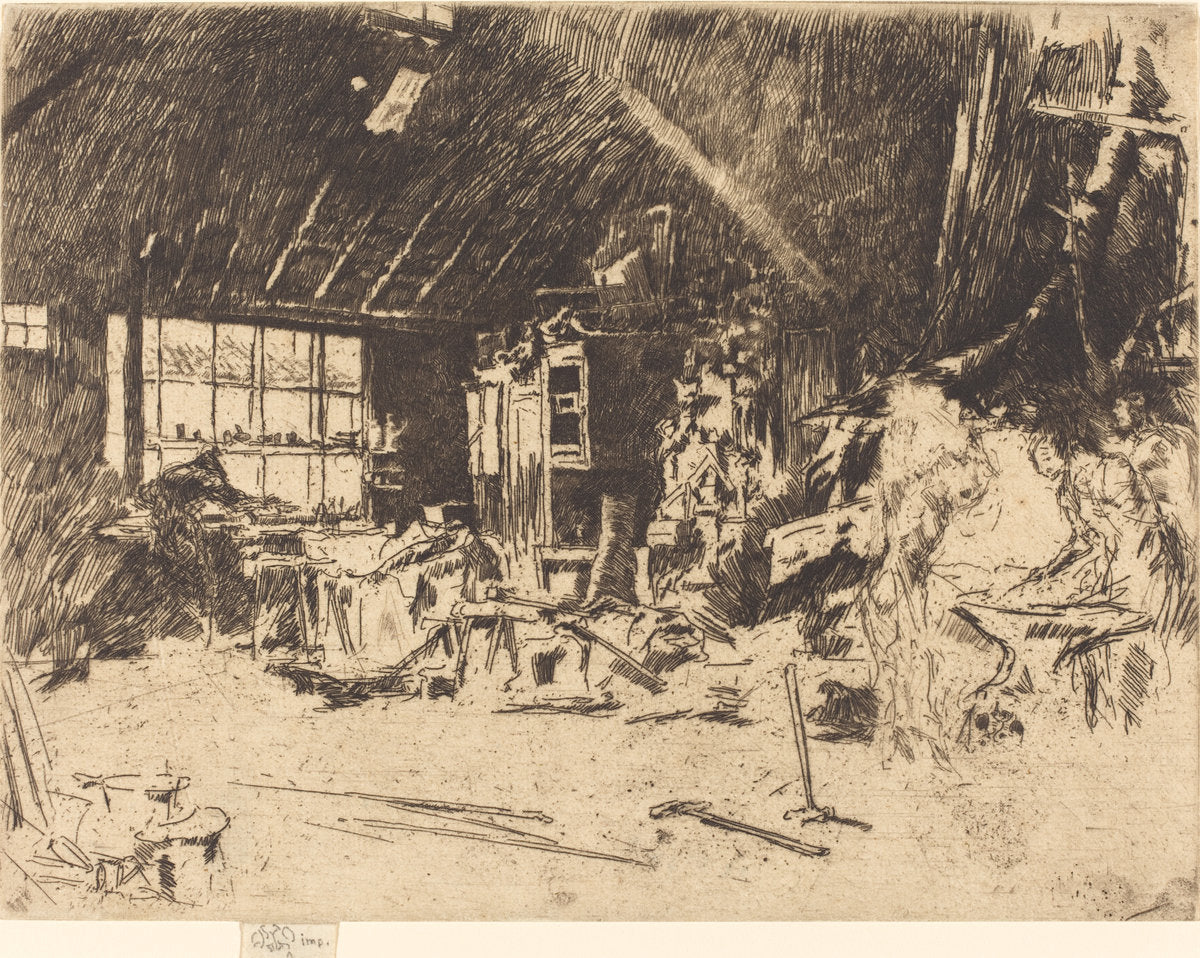 The Smithy by James McNeill Whistler (American, 1834 - 1903), 16X12"(A3)Poster Print