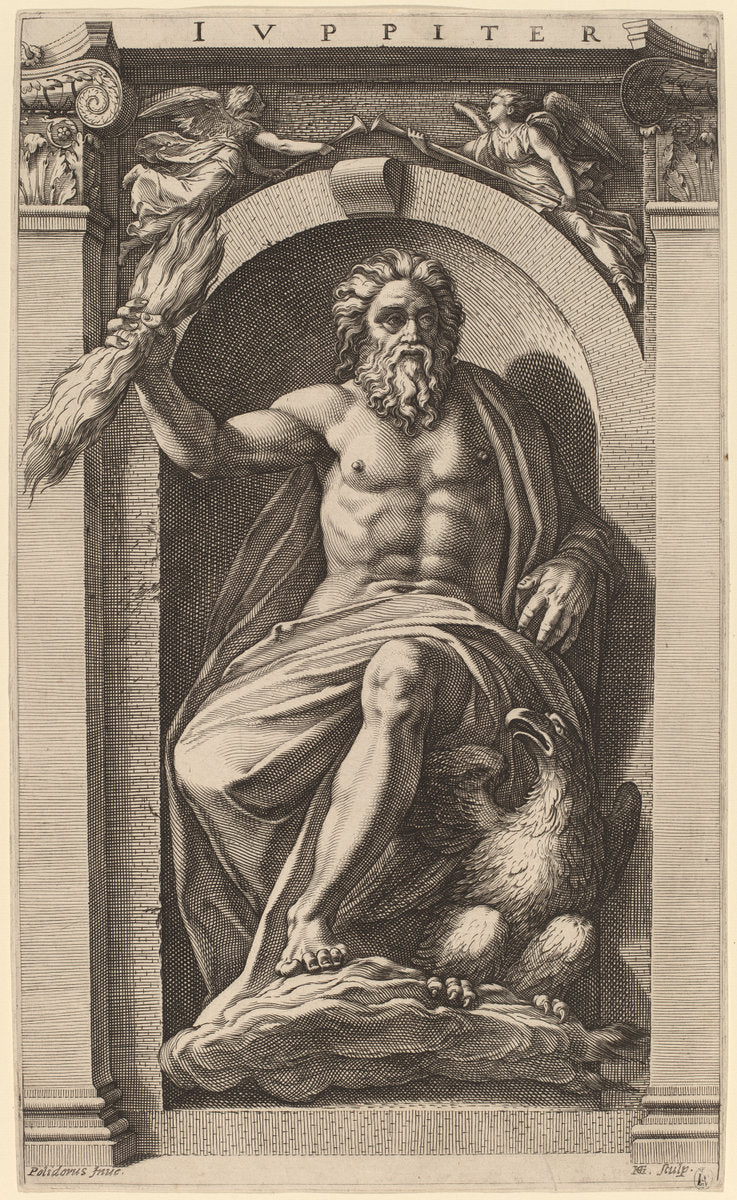 Jupiter by Hendrik Goltzius after Polidoro da Caravaggio (Dutch, 1558 - 1617), 16X12"(A3)Poster Print