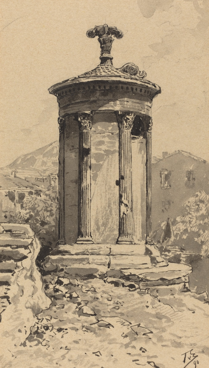 Monument of Lysicrates by Themistocles von Eckenbrecher (German, 1842 - 1921), 16X12"(A3)Poster Print