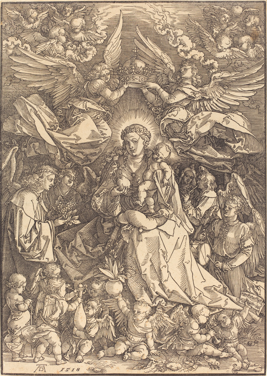 The Virgin Surrounded by Many Angels by Albrecht Dürer (German, 1471 - 1528), 16X12"(A3)Poster Print