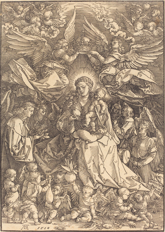 The Virgin Surrounded by Many Angels by Albrecht Dürer (German, 1471 - 1528), 16X12"(A3)Poster Print