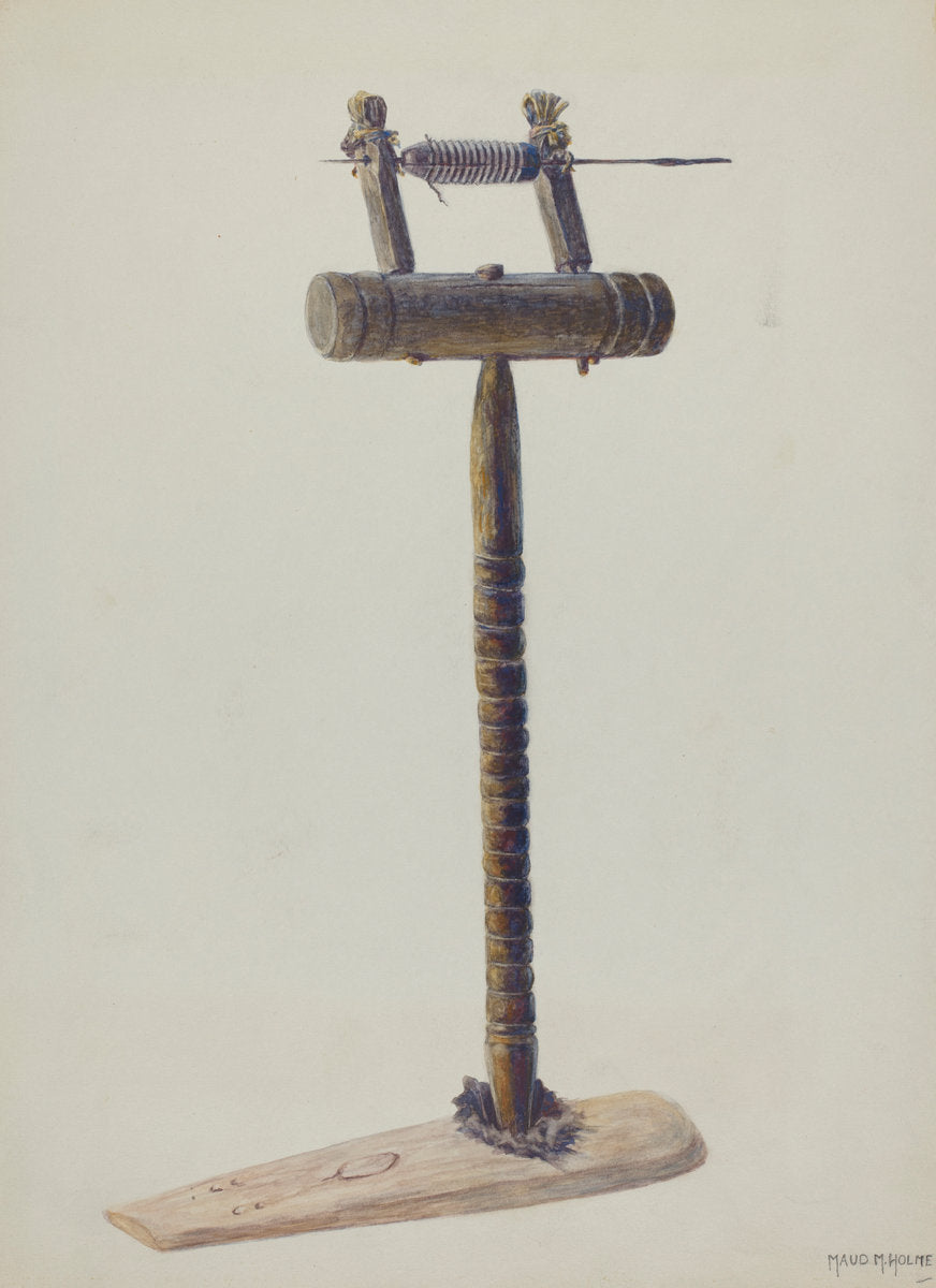 Spinning Wheel by Maud M. Holme (American, active c. 1935), 16X12"(A3)Poster Print