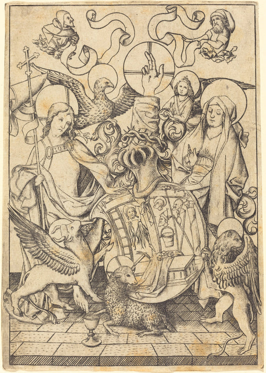 Coat of Arms of the Passion by Master E.S. (German, active c. 1450 - active 1467), 16X12"(A3)Poster Print