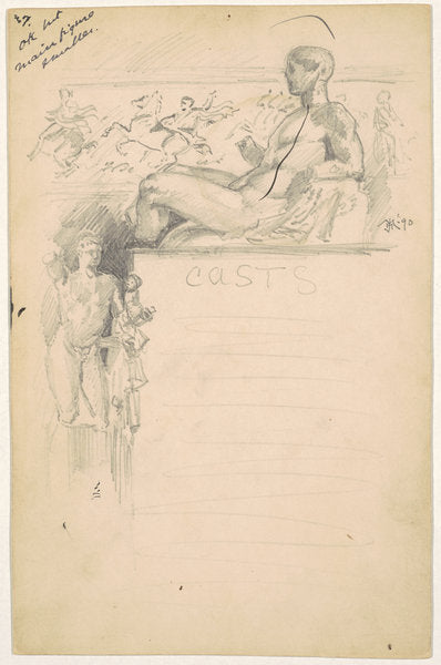 Study for "Casts from Antique Sculpture: The Parthenon" by James Henry Moser (American (born Canada), 1854 - 1913), 16X12"(A3)Poster Print