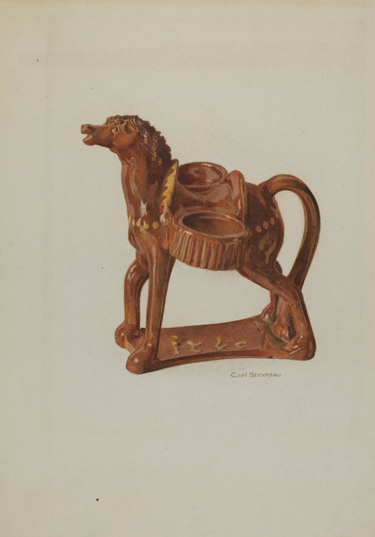 Pa. German Ceramic Horse by Carl Strehlau (American, active c. 1935), 16X12"(A3)Poster Print