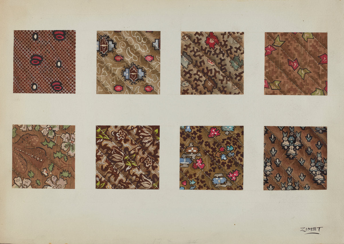 Swatch from Patchwork Quilt by A. Zimet (American, active c. 1935), 16X12"(A3)Poster Print