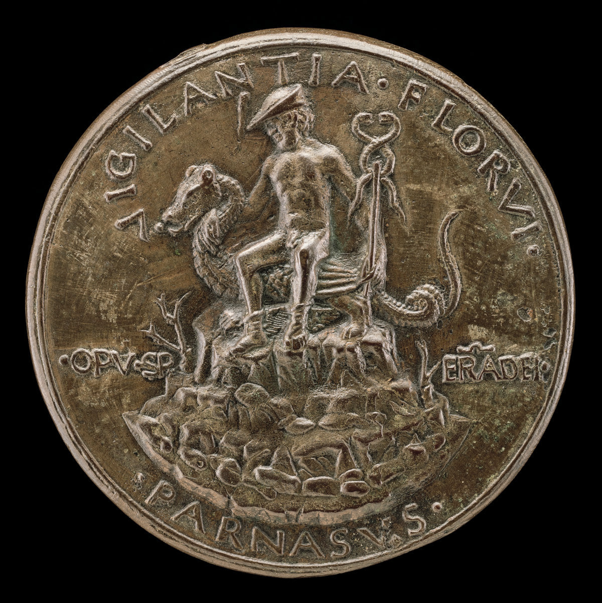 Mercury Seated on a Dragon [reverse] by Sperandio (Italian, c. 1425/1428  - c. 1504), 16X12"(A3)Poster Print