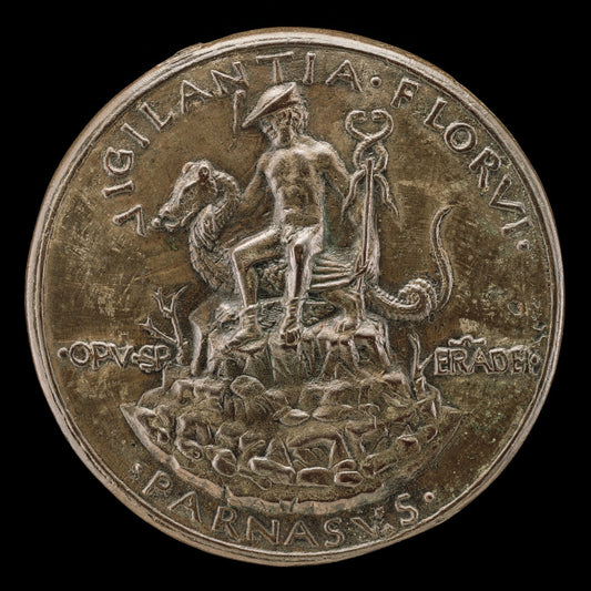 Mercury Seated on a Dragon [reverse] by Sperandio (Italian, c. 1425/1428  - c. 1504), 16X12"(A3)Poster Print