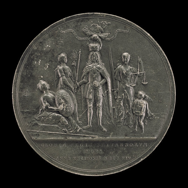 The King Being Crowned between Peace and Justice [reverse] by Nicolaus Seeländer (German, active first half 18th century), 16X12"(A3)Poster Print