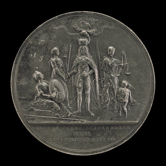 The King Being Crowned between Peace and Justice [reverse] by Nicolaus Seeländer (German, active first half 18th century), 16X12"(A3)Poster Print
