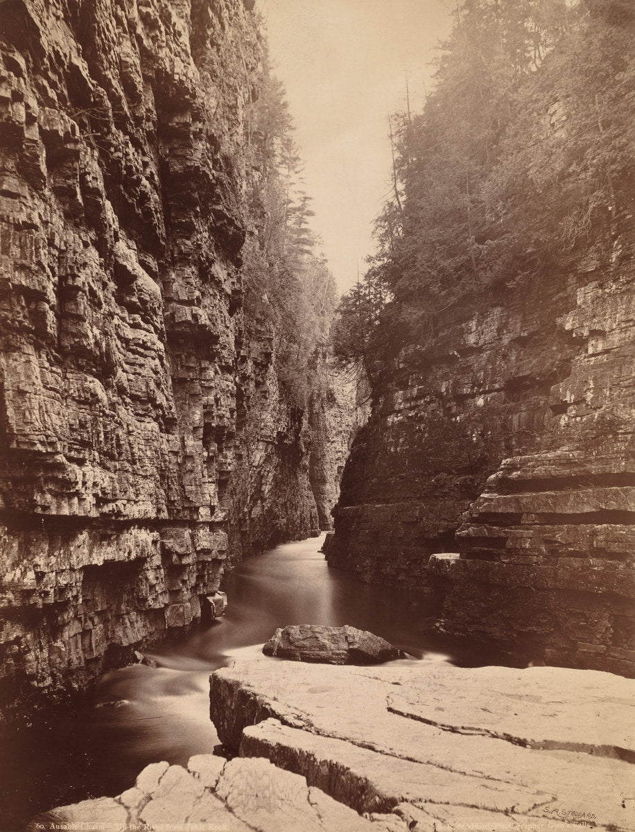 Ausable Chasm - Up the River from Table Rock by Seneca Ray Stoddard (American, 1843 - 1917), 16X12"(A3)Poster Print