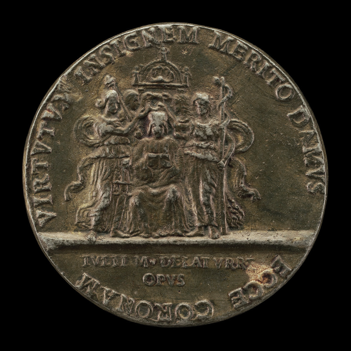 Renier Enthroned between Justice and Prudence [reverse] by Giulio della Torre (Veronese, c. 1480 - 1557/1558), 16X12"(A3)Poster Print