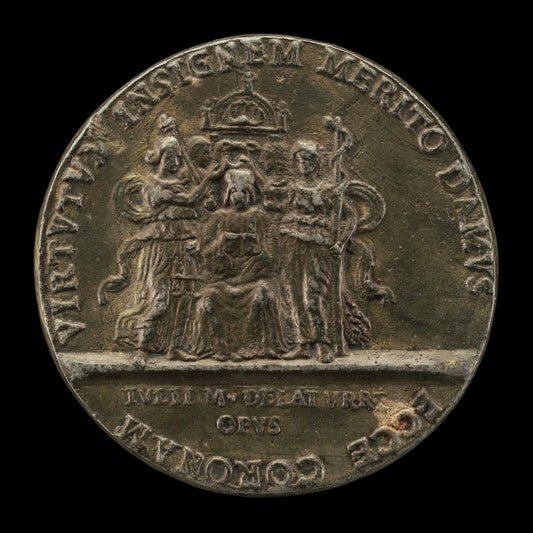 Renier Enthroned between Justice and Prudence [reverse] by Giulio della Torre (Veronese, c. 1480 - 1557/1558), 16X12"(A3)Poster Print