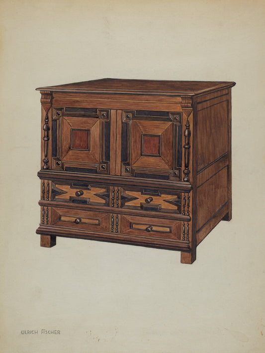 Chest with Drawers by Ulrich Fischer (American, active c. 1935), 16X12"(A3)Poster Print
