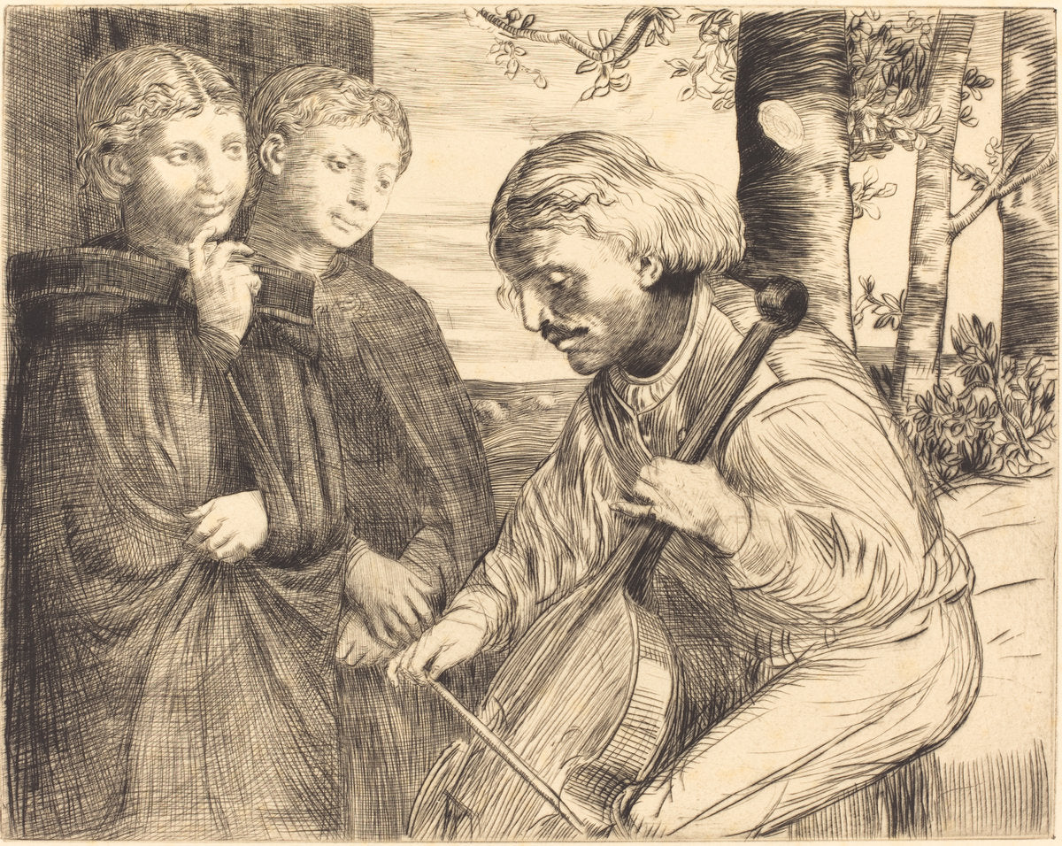 Viol Player (Le joueur de viole) by Alphonse Legros (French, 1837 - 1911), 16X12"(A3)Poster Print