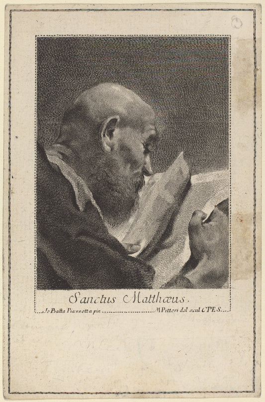 Sanctus Matteaus by Marco Alvise Pitteri after Giovanni Battista Piazzetta (Italian, 1702 - 1786), 16X12"(A3)Poster Print
