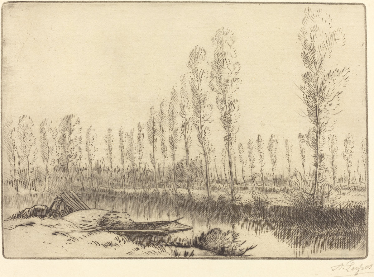 Poplars near Amiens (Pres d'Amiens, les tourbieres) by Alphonse Legros (French, 1837 - 1911), 16X12"(A3)Poster Print