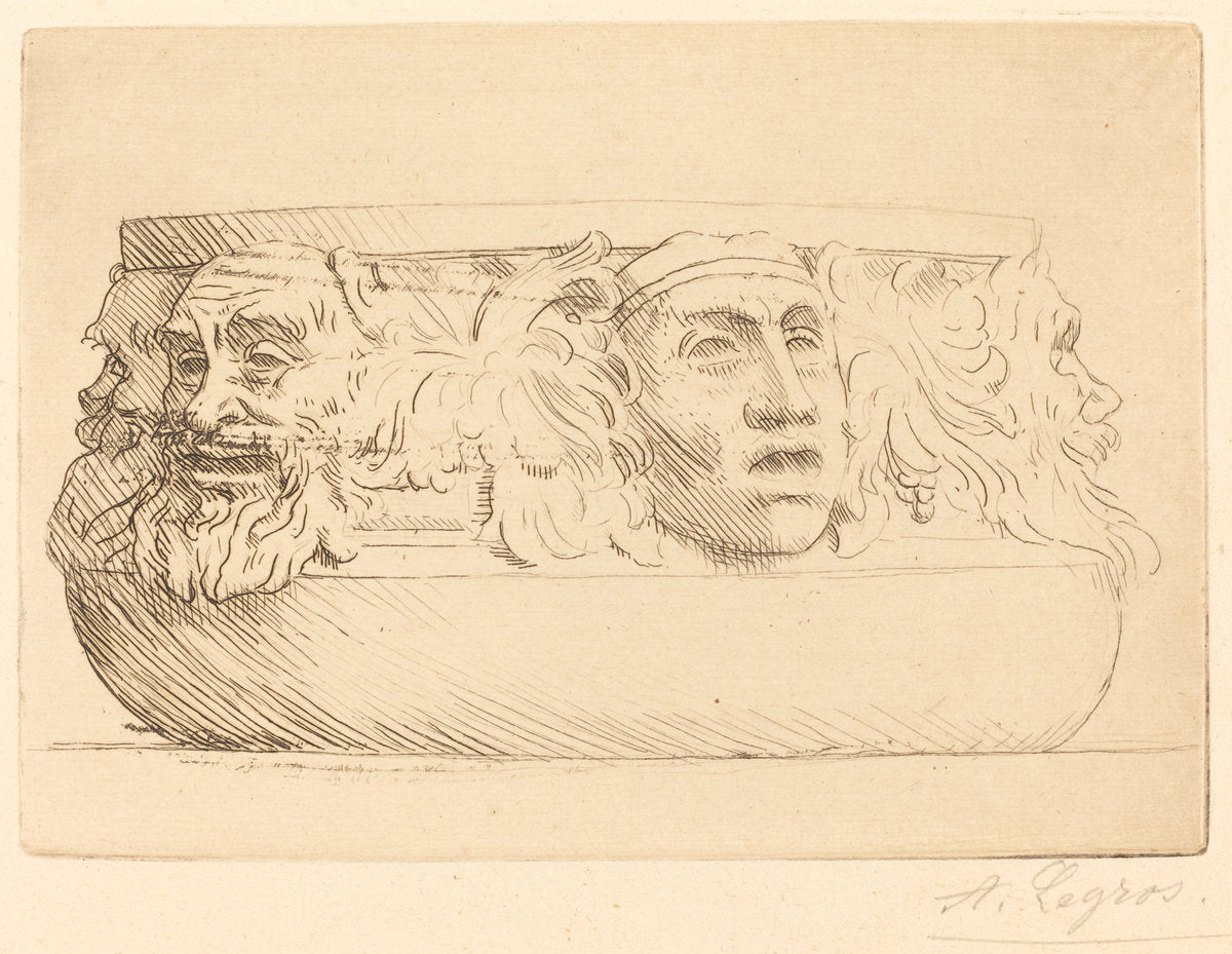 Vase with Grotesques (Le vase aux masques) by Alphonse Legros (French, 1837 - 1911), 16X12"(A3)Poster Print